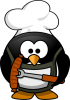 +penguin+bird+animal+penguin+BBQ+chef+ clipart