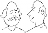 +people+two+eggheads+BW+ clipart