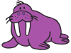 +animal+aquatic+walrus+purple+ clipart