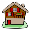 +building+home+dwelling+home+brown+red+shutters+ clipart