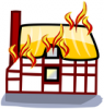 +building+home+dwelling+house+on+fire+ clipart