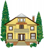 +building+home+dwelling+house+with+trees+ clipart