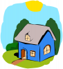 +rural+country+building+cottage+blue+ clipart