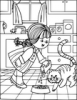 +line+art+outline+girl+feeding+cat+ clipart