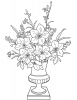 +line+art+outline+lilies+in+vase+ clipart