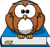 +read+reading+cartoon+owl+on+book+blue+ clipart