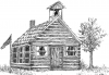 +learn+school+schoolhouse+log+cabin+ clipart