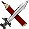 +write+writing+utensile+pen+versus+sword+ clipart
