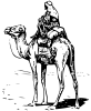 +animal+camel+with+rider+BW+ clipart