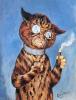 +feline+animal+cartoon+Cat+smoking+a+cigar+ clipart