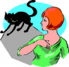 +feline+animal+cartoon+black+cat+crosses+womans+path+ clipart