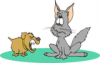 +feline+animal+cartoon+cat+annoyed+by+tiny+dog+ clipart