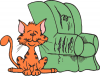 +feline+animal+cartoon+cat+pleased+by+destroyed+lounge+chair+ clipart