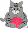 +feline+animal+cat+with+string+ clipart