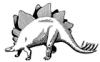 +extinct+dinosaur+jurassic+Stegosaurus+BW+ clipart