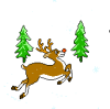 +reindeer+trees+jump+happy+ clipart