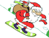 +santa+ski+snwoboard+board+ clipart