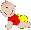 +red+baby+crawling+diaper+child+ clipart