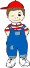 +boy+child+red+hat+cap+overalls+ clipart