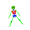 +skeleton+open+legs+arms+green+skull+ clipart