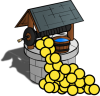 +bell+well+gold+water+ clipart