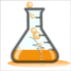 +orange+flask+cracked+boxed+science+ clipart