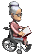 +people+elderly+lady+in+a+wheelchair+reading++ clipart
