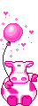+farm+animal+pink+cow+with+balloon++ clipart