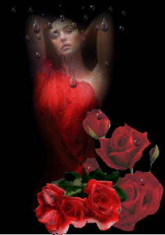 +female+woman+lady+in+red+with+roses+s+ clipart