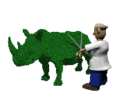 +gardening+clipping+a+topiary+rhino++ clipart