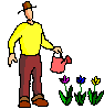+gardening+man+watering+the+flowers++ clipart