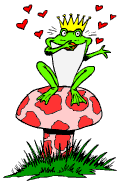 +reptile+animal+prince+frog+throwing+kisses+on+a+toadstool++ clipart