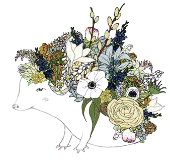 +animal+hedgehog+with+flowers++ clipart
