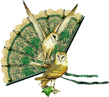 +orient+asian+fan+and+owls++ clipart