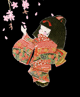 +orient+asian+geisha+with+orange+blossom++ clipart