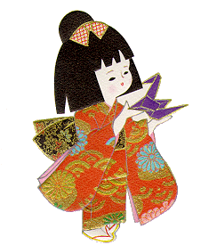 +orient+asian+geisha+with+origami+birds++ clipart