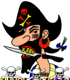+bandit+marauder+outlaw+pirate+with+a+cutthroat+knife+in+his+mouth++ clipart