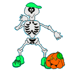 +pumpkin+fruit+skeleton+bouncing+a+pumpkin++ clipart