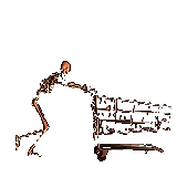 +scary+bones+skeleton+with+a+shopping+trolly++ clipart