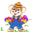 +animal+mouse+flowers+ clipart