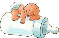 +child+infant+baby+asleep+on+baby+bottle++ clipart