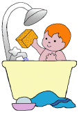 +child+infant+baby+in+bath++ clipart