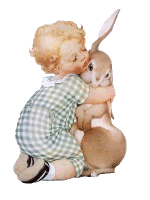 +child+infant+baby+kissing+rabbit++ clipart