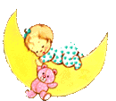 +child+infant+baby+on+moon+with+teddy++ clipart