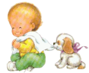 +child+infant+baby+with+puppy++ clipart