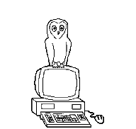 +bird+animal+owl+with+computer+ clipart