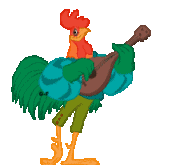 +animal+farm+bird+rooster+playing+guitar++ clipart
