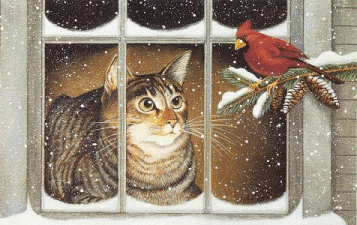 +bird+Cat+in+Window+with+Cardinal+Animation+ clipart