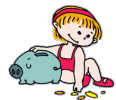 +children+girl+putting+money+in+piggy+bank+s+ clipart