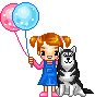 +children+girl+with+dog+and+balloons+s+ clipart